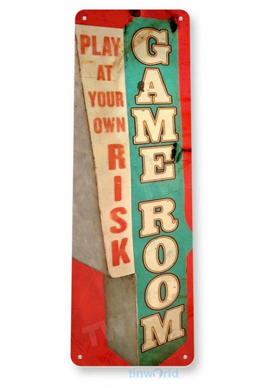 GAMEROOM 11X4 TIN SIGN BAR PUB BREWING COMPANY BEER SPIRITS TAVERN GAME ROOM