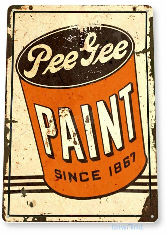 PEE GEE PAINT 11 x 8 TIN SIGN AUTO AUTOMOBILE MECHANIC ADVERTISEMENT