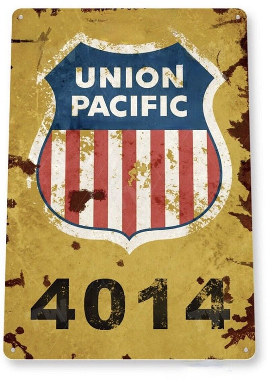 UNION PACIFIC TIN SIGN RAILROAD HISTORY 4014 BIG BOY BUILT 1941 LOCOMOTIVE CO