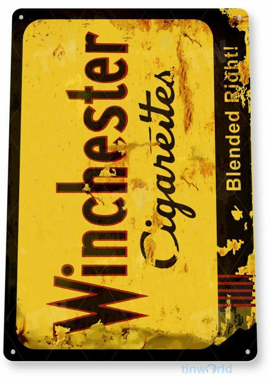 WINCHESTER 11X8 TIN SIGN TOBACCO SNUFF CIGARETTE PIPE TOBACCIANA SMOKE