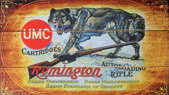 REMINGTON WOLF CARTRIDGES WOOD SIGN HUNTING AND SHOOTING WALL PLAQUE WOODEN AMMO