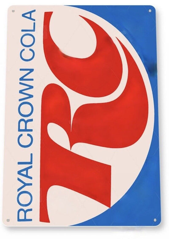 RC COLA TIN SIGN DRINK THE FRESHER REFRESHER ROYAL CROWN BOTTLE CAP 12 PACK