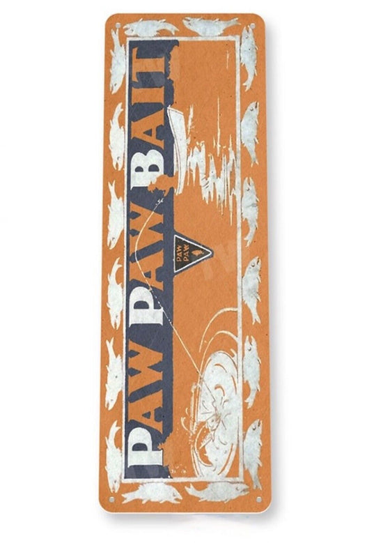 PAW PAW FISHING LURE TIN SIGN 10.5 X 4.5 DEEP SPOOK BASS CRAPPIE PIKE MICHIGAN