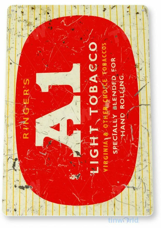 RINGERS A1 LIGHT 11X8 TIN SIGN TOBACCO SNUFF CIGARETTE PIPE TOBACCIANA ROLLING