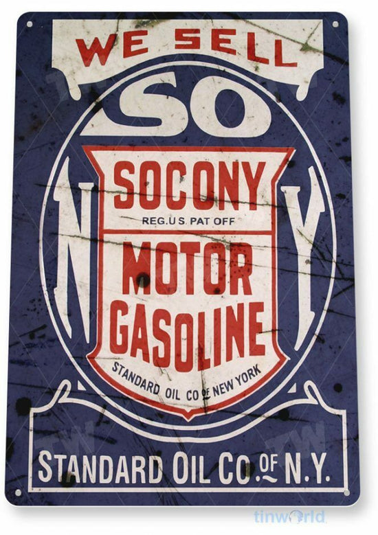 SOCONY STANDARD OIL 11 X 8 TIN SIGN AUTO AUTOMOBILE MECHANIC ADVERTISEMENT