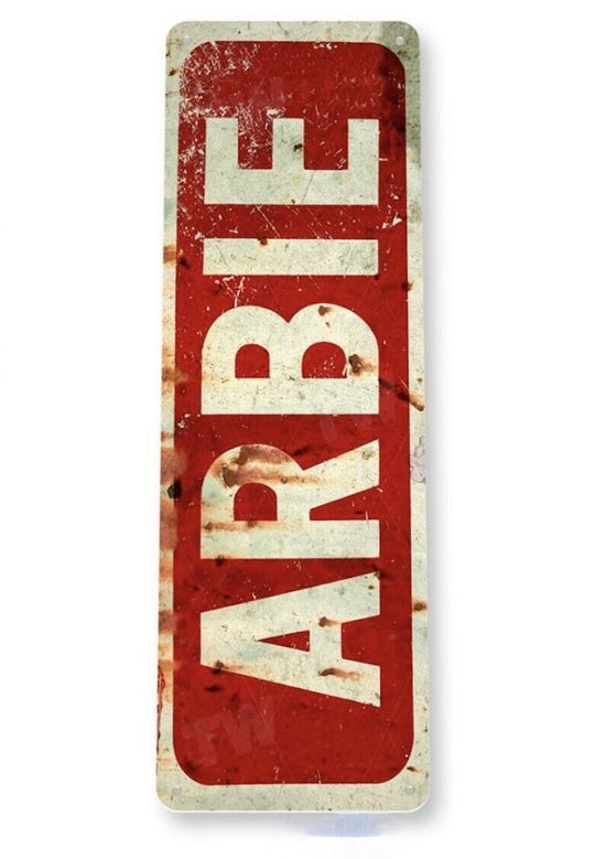 ARBIE FEEDS TIN SIGN AG BUSINESS RUSTIC CORN FIELD TRACTOR CATTLE HOG FARM AD