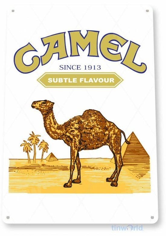 CAMEL 12x18 in TIN SIGN TOBACCO SNUFF CIGARETTE PIPE TOBACCIANA CIGAR BOX PAPERS