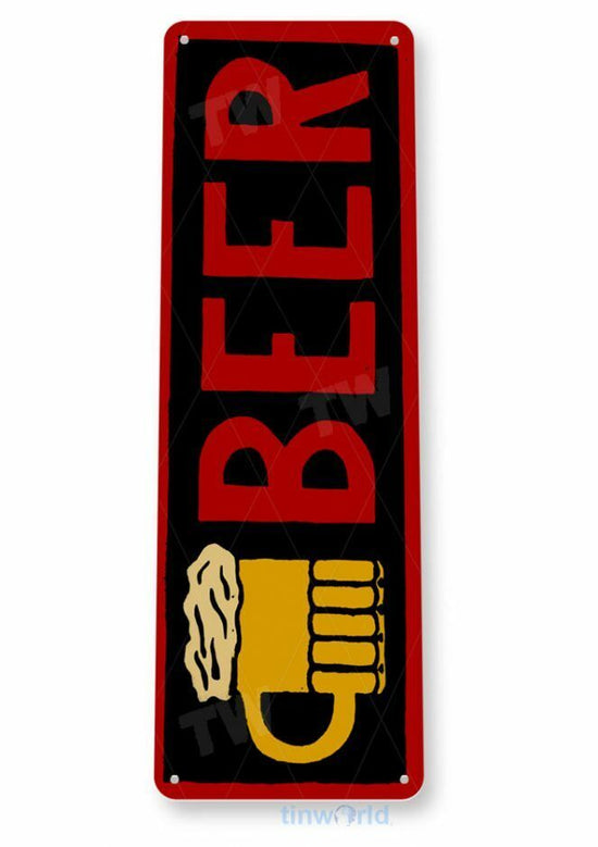 BEER 11X4 TIN SIGN BREW BAR PUB BREWING COMPANY BOTTLE CAP CAN OPEN NOW