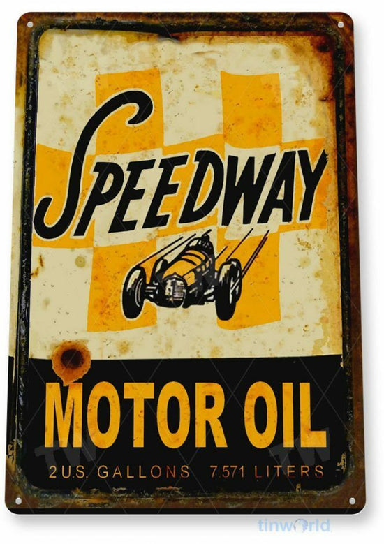 SPEEDWAY MOTOR OIL 11 X 8 TIN SIGN AUTO AUTOMOBILE CAR MECHANIC ADVERTISEMENT