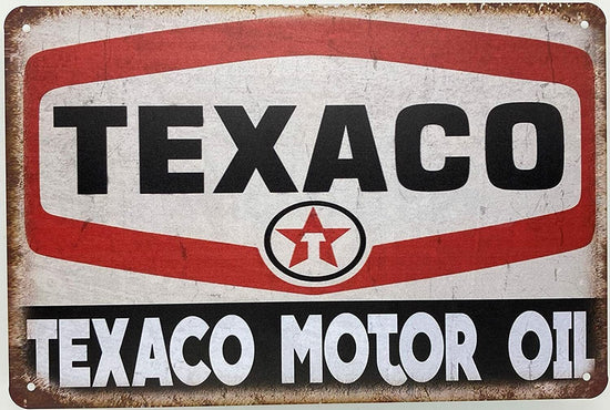 TEXACO TIN SIGN MOTOR OIL THE TEXAS COMPANY THE FILLING STATION PORT ARTHUR
