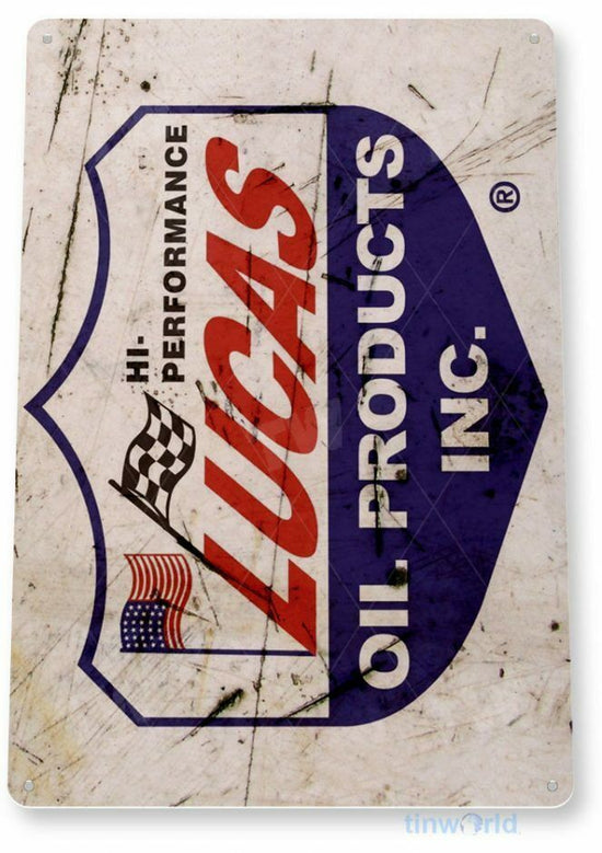 LUCAS OIL 12x18 inch TIN SIGN NOSTALGIC REPRODUCTION ADVERTISEMENT GARAGE POSTER