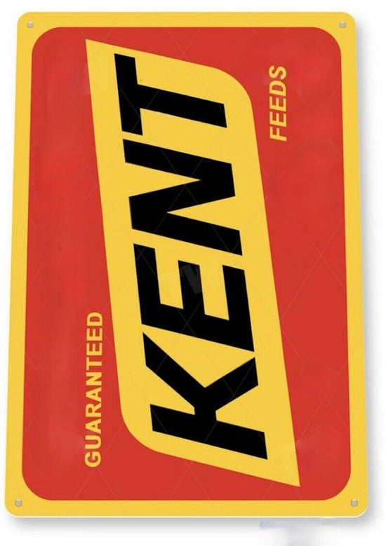 KENT FEEDS TIN SIGN AG BUSINESS RUSTIC CORN FIELD TRACTOR CATTLE HOG GUARANTEED