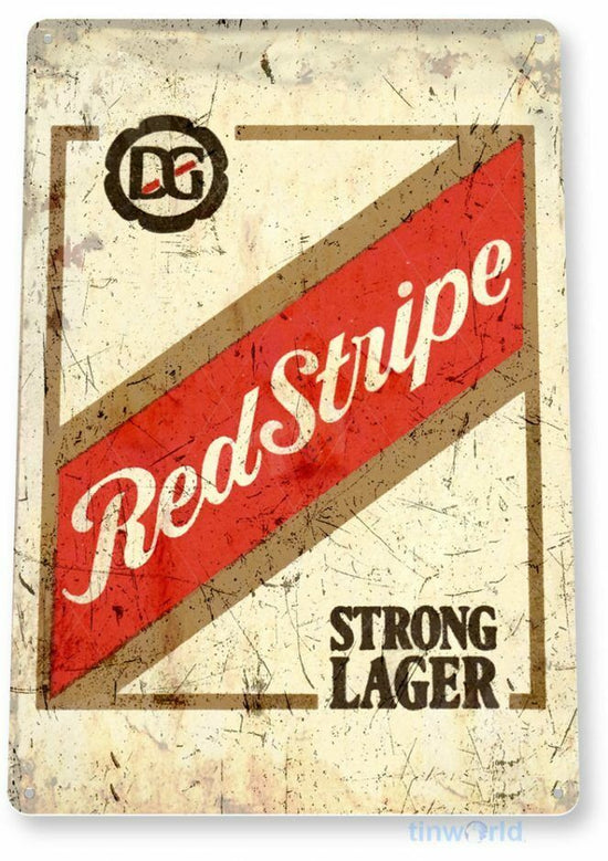 RED STRIPE 11 X 8 TIN SIGN BREWING COMPANY BAR PUB TAVERN STRONG LAGER