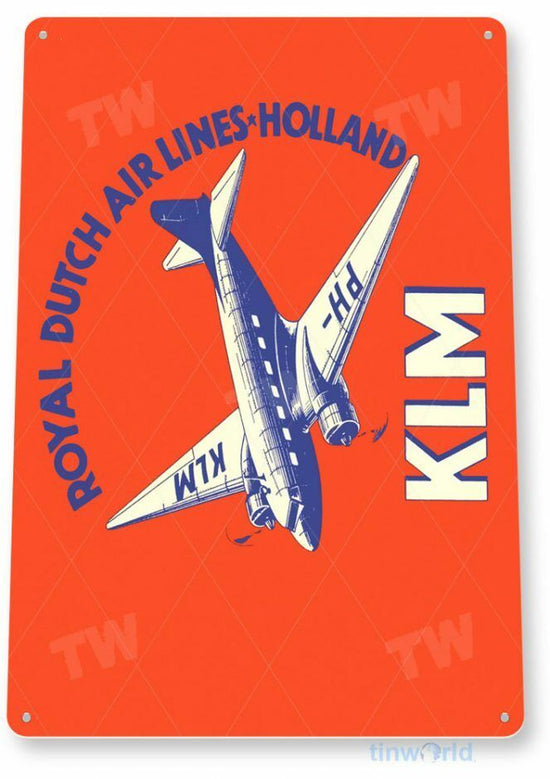 KLM AIRLINES 11 X 8  TIN SIGN AVIATION AIRPLANE AIRCRAFT RETRO LAX SKY HARBOR