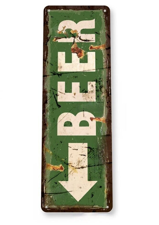 BEER TIN SIGN BAR OPEN DRINKS ARE ON THE HOUSE ARROW PUB VIBE RUSTIC LODGE CABIN