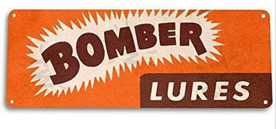 BOMBER FISHING LURE TIN SIGN 11X4 FLOATING WOODEN SHAD JOINTED DEEP WOOD CRANK