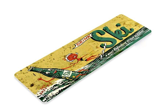 SKI SODA TIN SIGN A MOST REFRESHING CITRUS BEVERAGE DOUBLE COLA COMPANY