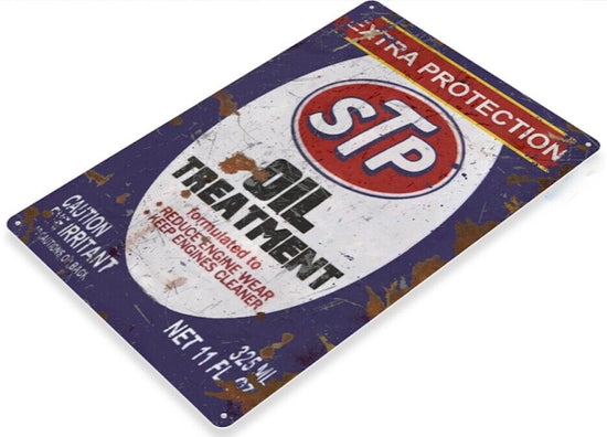 STP TIN SIGN OIL TREATMENT  FORMULA ONE TEAM OIL LUBRICANT GARAGE FILTER CHANGE