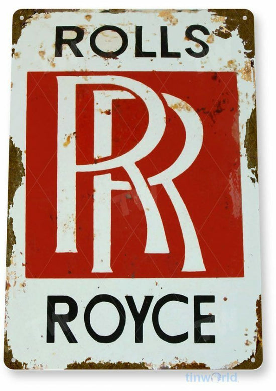 ROLLS ROYCE 11 x 8 TIN SIGN AUTO AUTOMOBILE MECHANIC ADVERTISEMENT SALES SERVICE