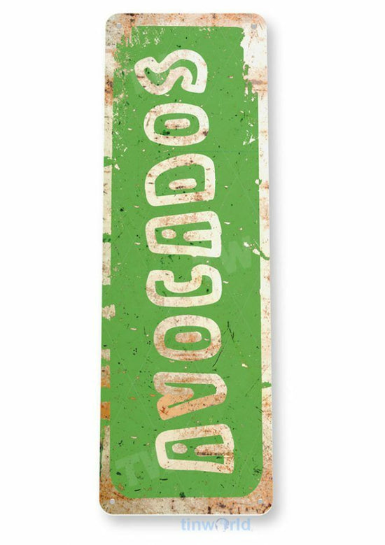 AVOCADOS 11X4 TIN SIGN SOLD HERE FARMERS MARKET FRESH GUACAMOLE MEXICAN DISH
