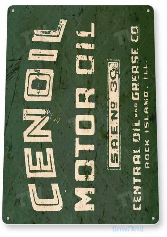 CENOIL 11 x 8 TIN SIGN AUTO AUTOMOBILE MECHANIC ADVERTISEMENT MOBIL MOTOR OIL