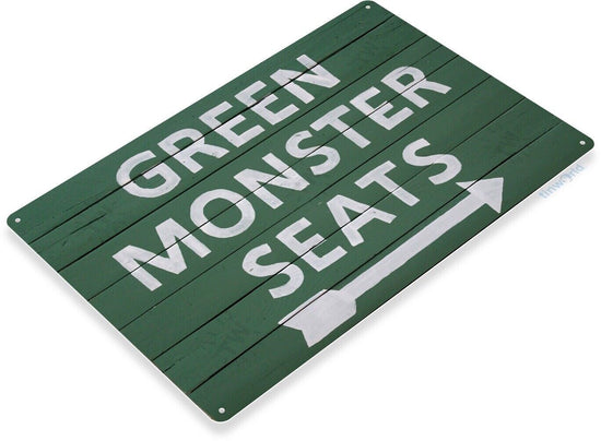 TIN SIGN Green Monster Seats Sign - Red Sox Baseball Team - Field Score Homerun