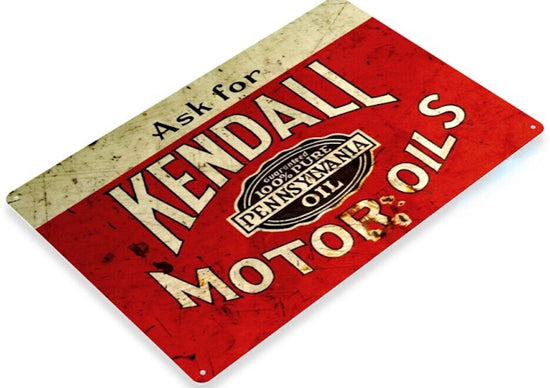 KENDALL MOTOR OIL TIN SIGN ASK FOR 2000 MILE FILTER CHANGE SERVICE STATION PENN