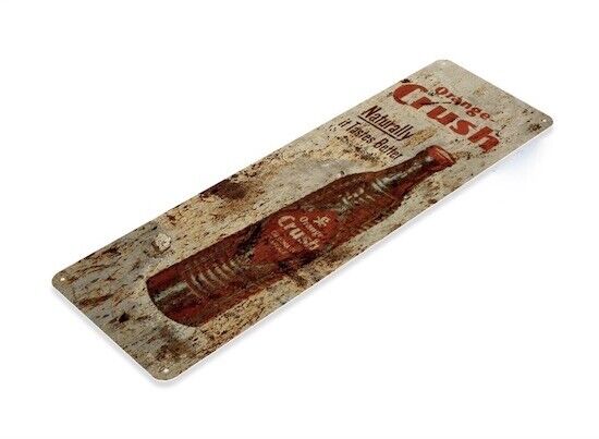 ORANGE CRUSH 11x4 inch TIN SIGN DRINK DELICIOUS MADE FROM FRESH ORANGES SODA CAP