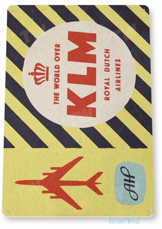 KLM AIRLINES 11 X 8  TIN SIGN AVIATION AIRPLANE AIRCRAFT RETRO LAX LAGUARDIA