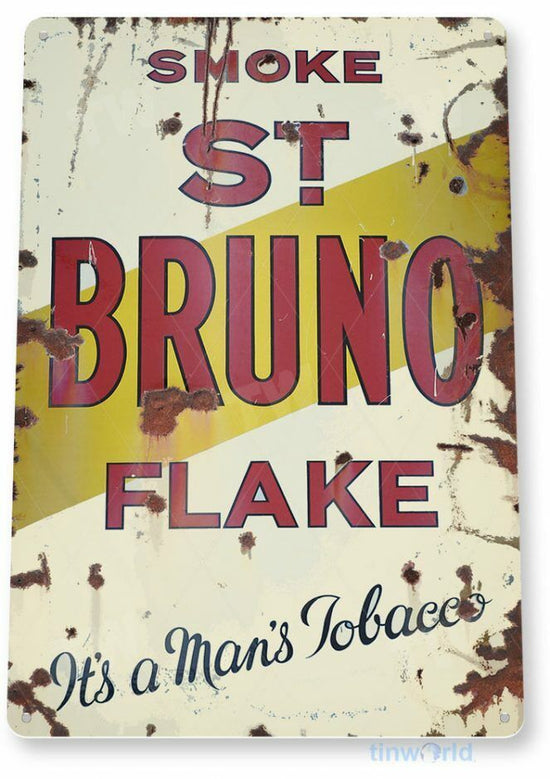 ST BRUNO FLAKE 11X8 TIN SIGN TOBACCO SNUFF CIGARETTE PIPE TOBACCIANA SMOKE