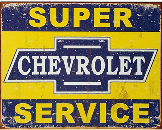SUPER CHEVY SERVICE TIN SIGN 12 X 8  CHEVROLET CAR POSTER METAL 427 396 350 383
