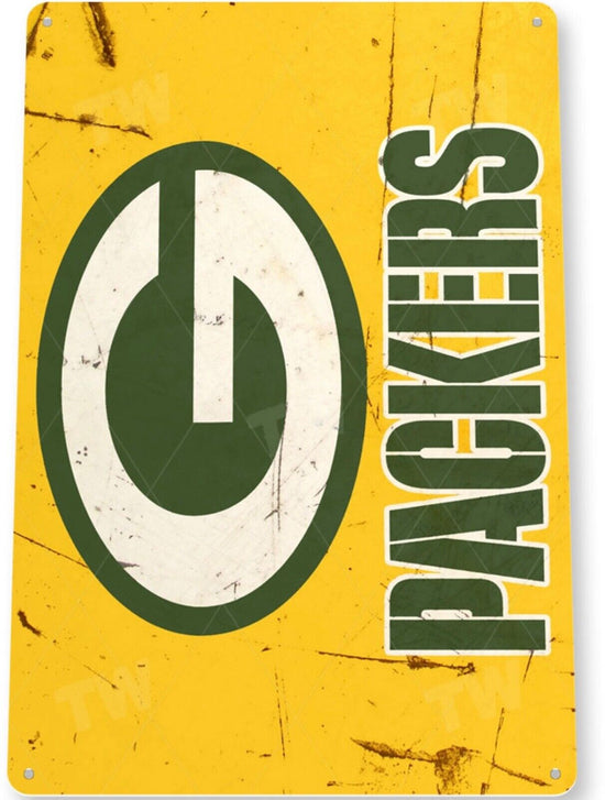TIN SIGN Green Bay Packers Metal Décor Lambeau Field Football Card Shop A928