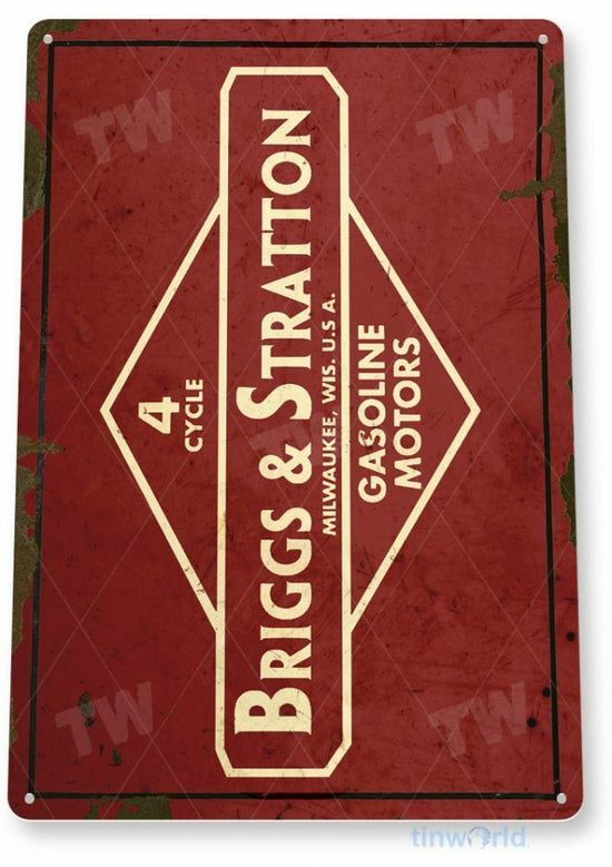 BRIGGS STRATTON 11 x 8 TIN SIGN AUTO AUTOMOBILE MECHANIC ADVERTISEMENT ENGINE