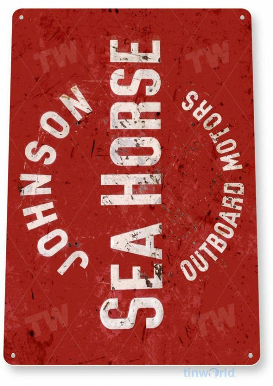 JOHNSON SEA HORSE 11 X 8 TIN SIGN NOSTALGIC REPRODUCTION ADVERTISEMENT USA