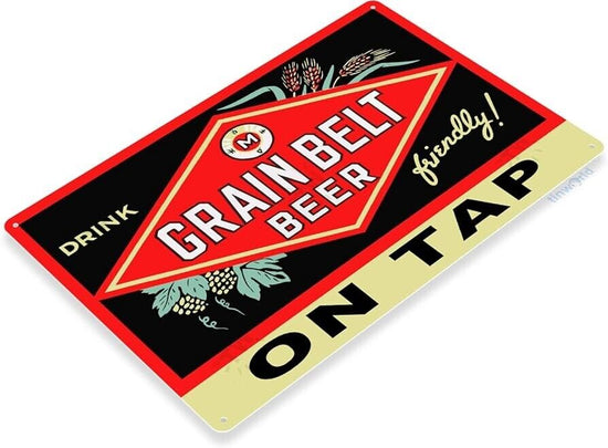GRAIN BELT BEER TIN SIGN BREWING BREWERY FARM ALE LAGER CORN FIELD DISTILLERY