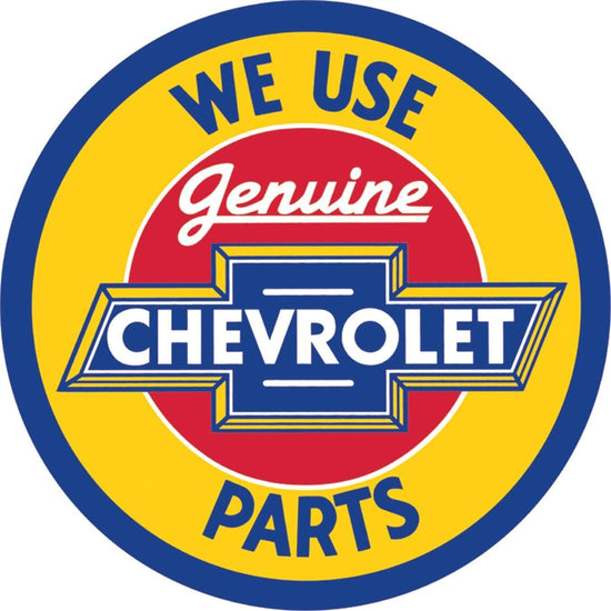 CHEVY PARTS ROUND TIN SIGN GENUINE CHEVROLET CAMARO CHEVELLE NOVA CORVETTE 427