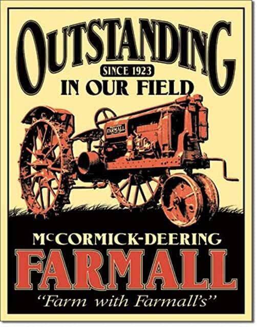 GENUINE FARMALL TIN SIGN TRACTOR FARM SERVICE ANTIQUE COUNTRY IN OUR FIELD