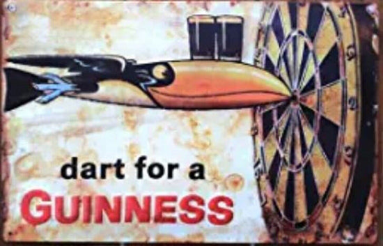 GUINNESS TIN SIGN DART 12 X 8  IRELAND BOARD BAR PUB BEER DUBLIN STOUT WALL ART