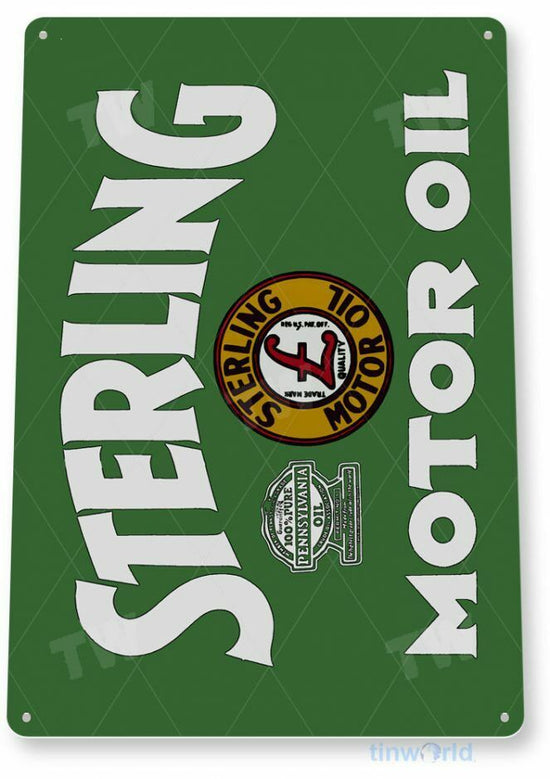 STERLING MOTOR OIL 11 X 8 TIN SIGN AUTO AUTOMOBILE MECHANIC ADVERTISEMENT