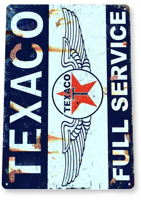 TEXACO TIN SIGN TRUST FULL SERVICE OIL AND GAS TEXAS COMPANY  12 X 18 AD STATION