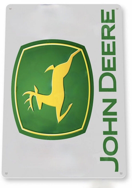 JOHN DEERE TIN SIGN QUALITY FARM EQUIPMENT TRACTOR SUPPLY TOY AGRICULTURAL