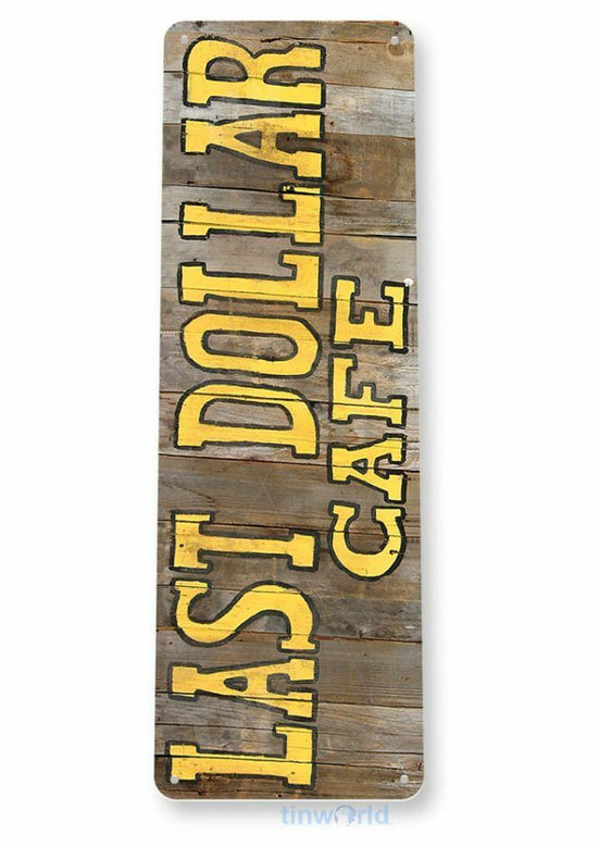 LAST DOLLAR CAFE 11X4 TIN SIGN GREASY SPOON DINER BREAKFAST TOAST COFFEE OMELET