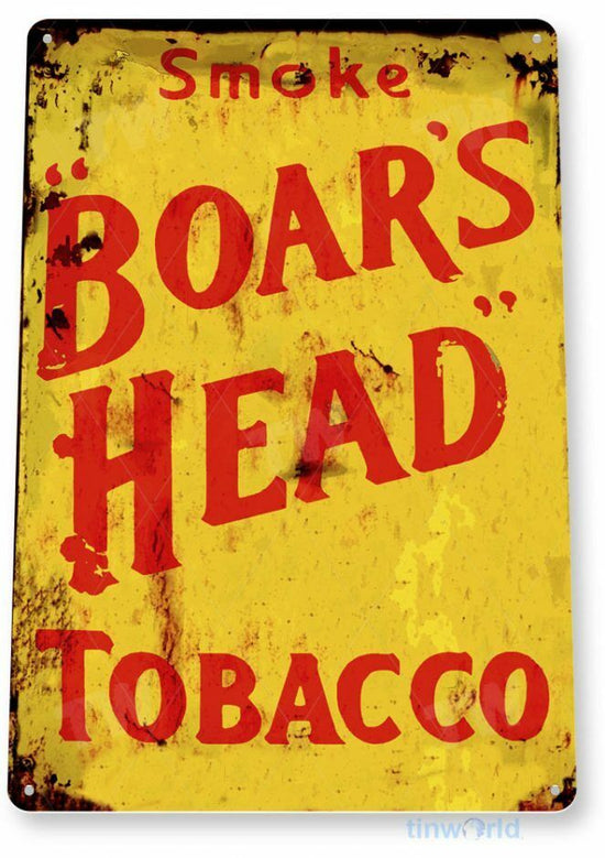 BOARS HEAD 12x18 inch TIN SIGN TOBACCO SNUFF CIGARETTE PIPE TOBACCIANA SMOKE