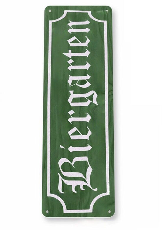 BIERGARTEN TIN SIGN BIER RUSTIC BAR PUB BEER GARDEN PARTY KEG GERMAN 6x18 inch