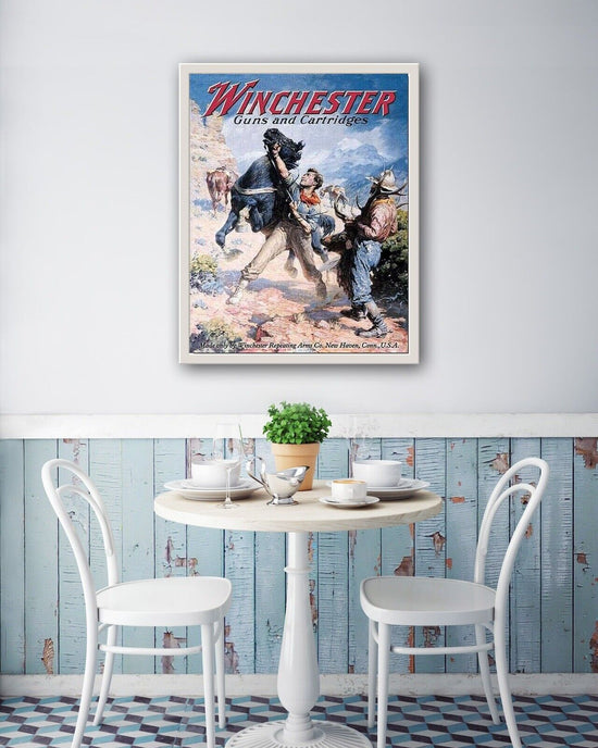 Winchester Guns Cartridges Spooked Horse Tin Metal Sign Garage 12x8 Inch