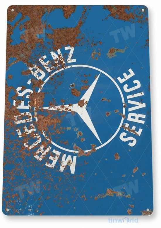 MERCEDES BENZ 11 X 8 TIN SIGN AUTO AUTOMOBILE MECHANIC ADVERTISEMENT