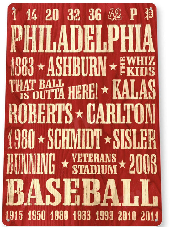 TIN SIGN Philadelphia Baseball Phillies Metal Décor Store Card Shop Baseball