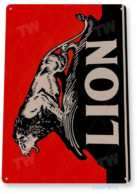 LION MOTOR OIL 11 x 8 TIN SIGN AUTO AUTOMOBILE MECHANIC ADVERTISEMENT