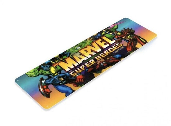MARVEL SUPER HEROES TIN SIGN ARCADE VIDEO GAME CLASSIC COIN CAPCOM WOLVERINE