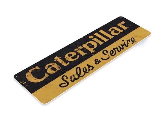 CATERPILLAR TRACTOR 11x4 inch TIN SIGN SALES SERVICE EQUIPMENT PARTS FARM CAT